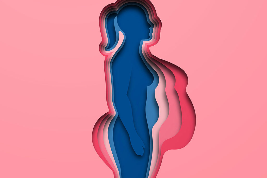 ilustração de silhuetas de corpos femininos sobrepostos